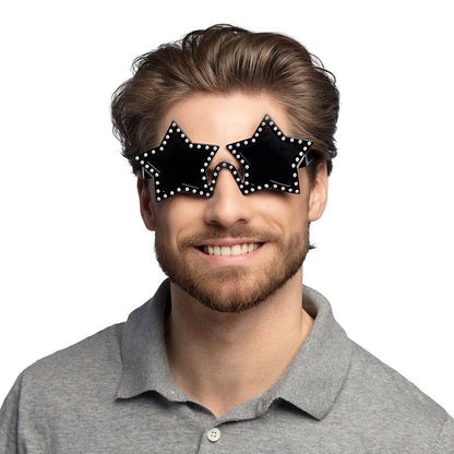 Lunettes Étoiles Brillantes Noires - Accessoire Soirée Festive