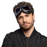 Lunettes Pilote Aviateur Steampunk - Verres Irisés Bleu Violet