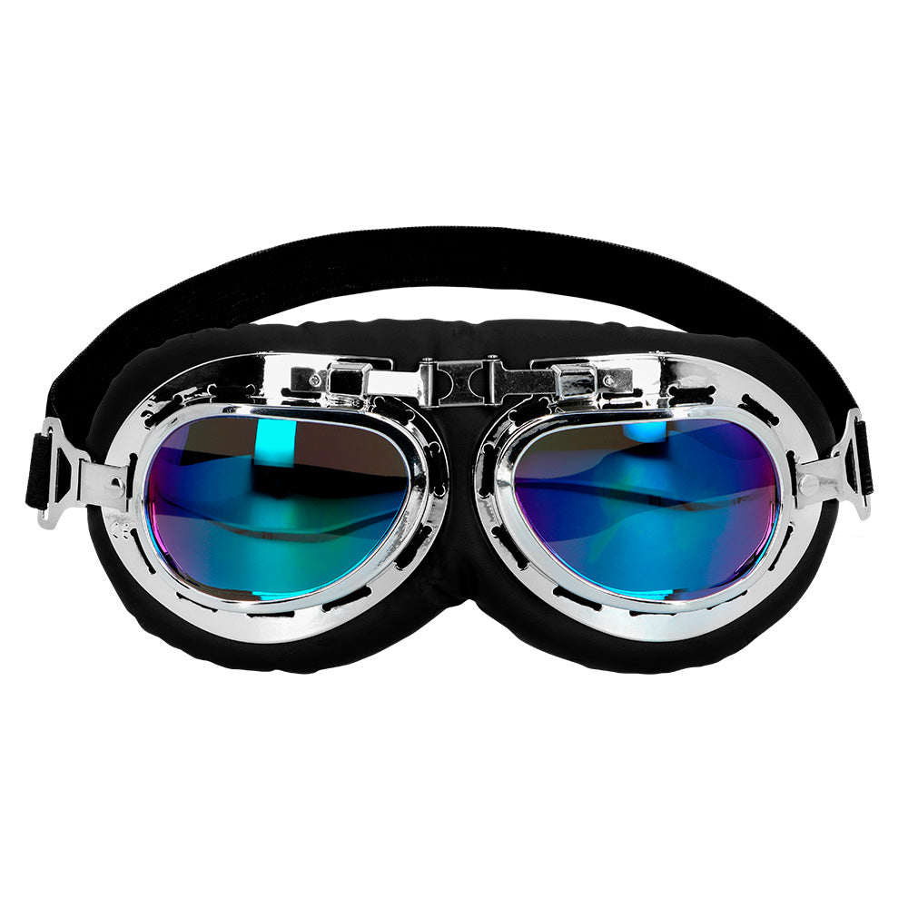 Lunettes Pilote Aviateur Steampunk - Verres Irisés Bleu Violet
