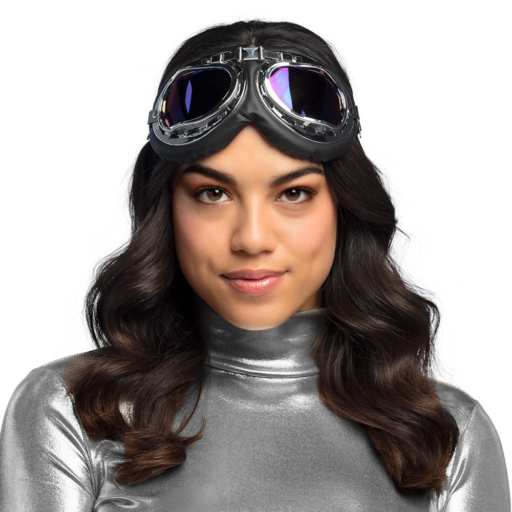Lunettes Pilote Aviateur Steampunk - Verres Irisés Bleu Violet
