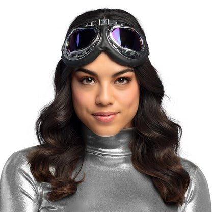 Lunettes Pilote Aviateur Steampunk - Verres Irisés Bleu Violet