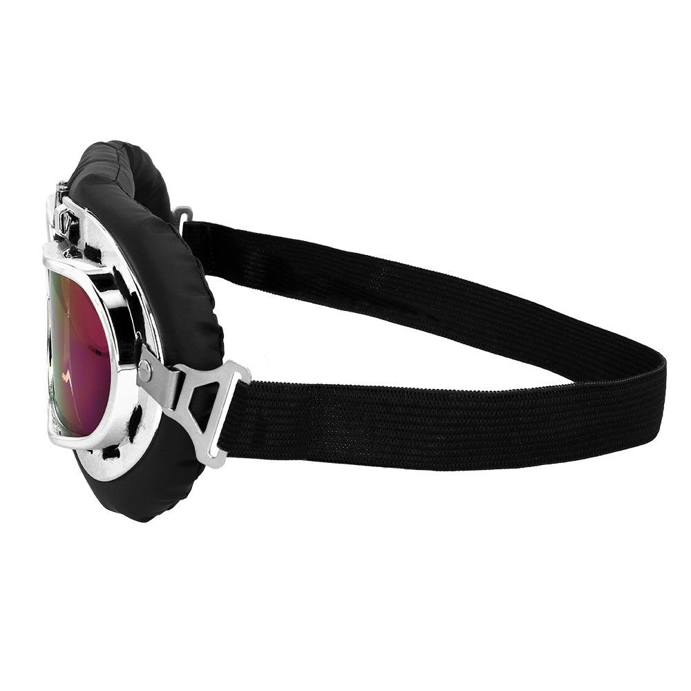 Lunettes Pilote Aviateur Steampunk - Verres Irisés Bleu Violet