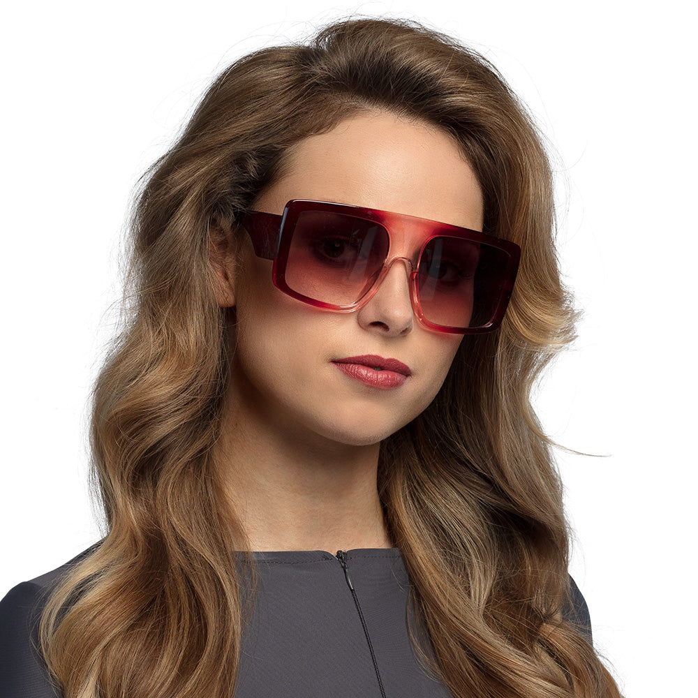 Lunettes de Soleil Carrées Rouge Gradient - Accessoire Fashion Rétro