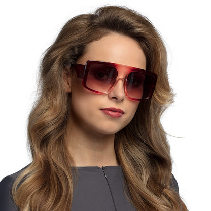 Lunettes de Soleil Carrées Rouge Gradient - Accessoire Fashion Rétro