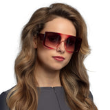 Lunettes de Soleil Carrées Rouge Gradient - Accessoire Fashion Rétro