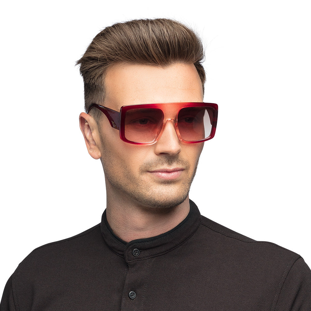 Lunettes de Soleil Carrées Rouge Gradient - Accessoire Fashion Rétro