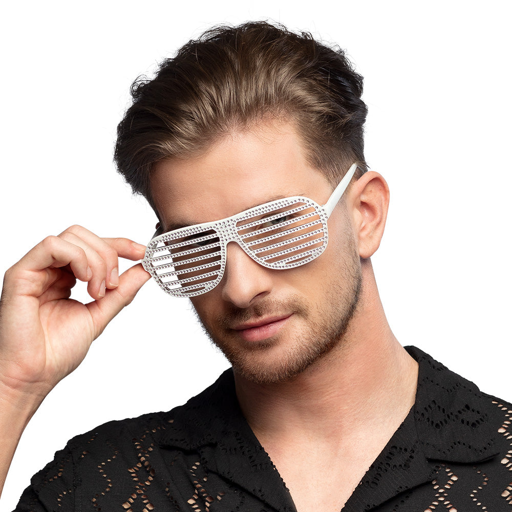 Lunettes à Lames Blanches Disco Party - Accessoire Fête