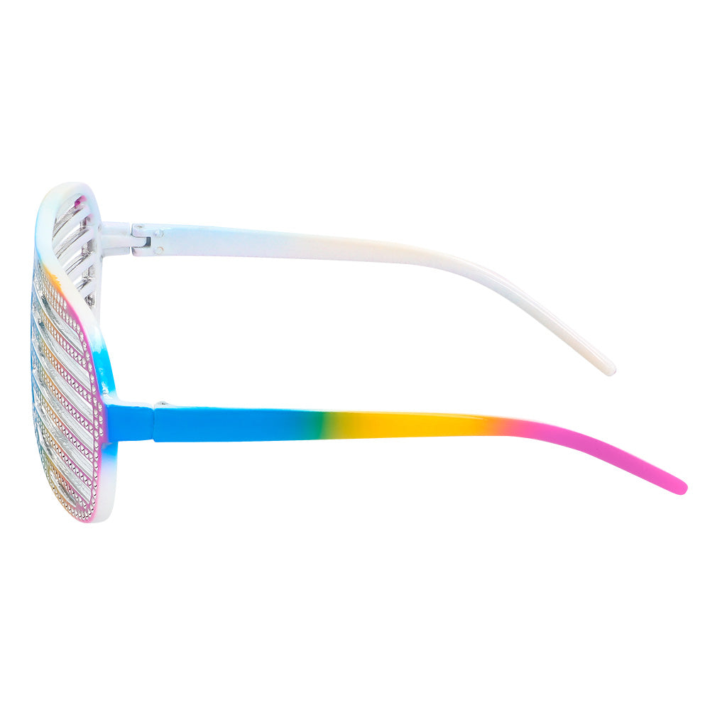 Lunettes de Fête Disco à Lamelles Colorées - Arc-en-ciel Strass