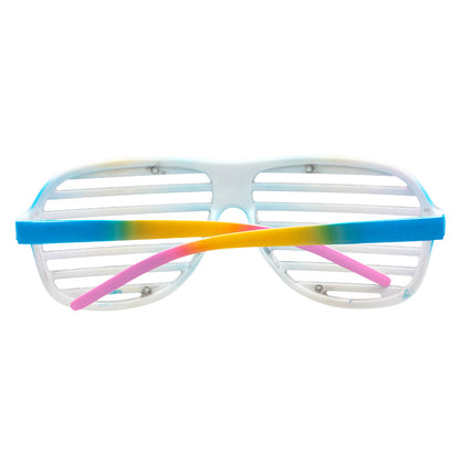 Lunettes de Fête Disco à Lamelles Colorées - Arc-en-ciel Strass