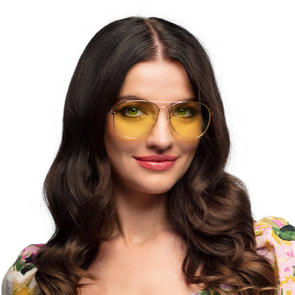 Lunettes Aviateur Verres Jaunes - Accessoire Rétro Années 70