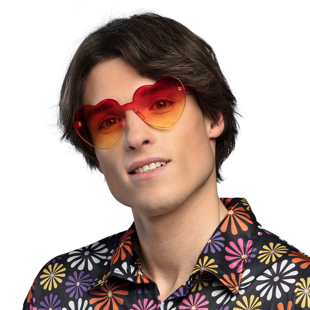 Lunettes Cœur Dégradé Rouge Jaune - Accessoire Fête