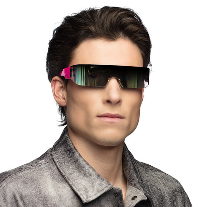 Lunettes Futuristes Holographiques Rose Fluo - Accessoire Années 80