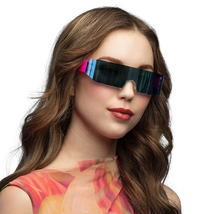 Lunettes Futuristes Holographiques Rose Fluo - Accessoire Années 80