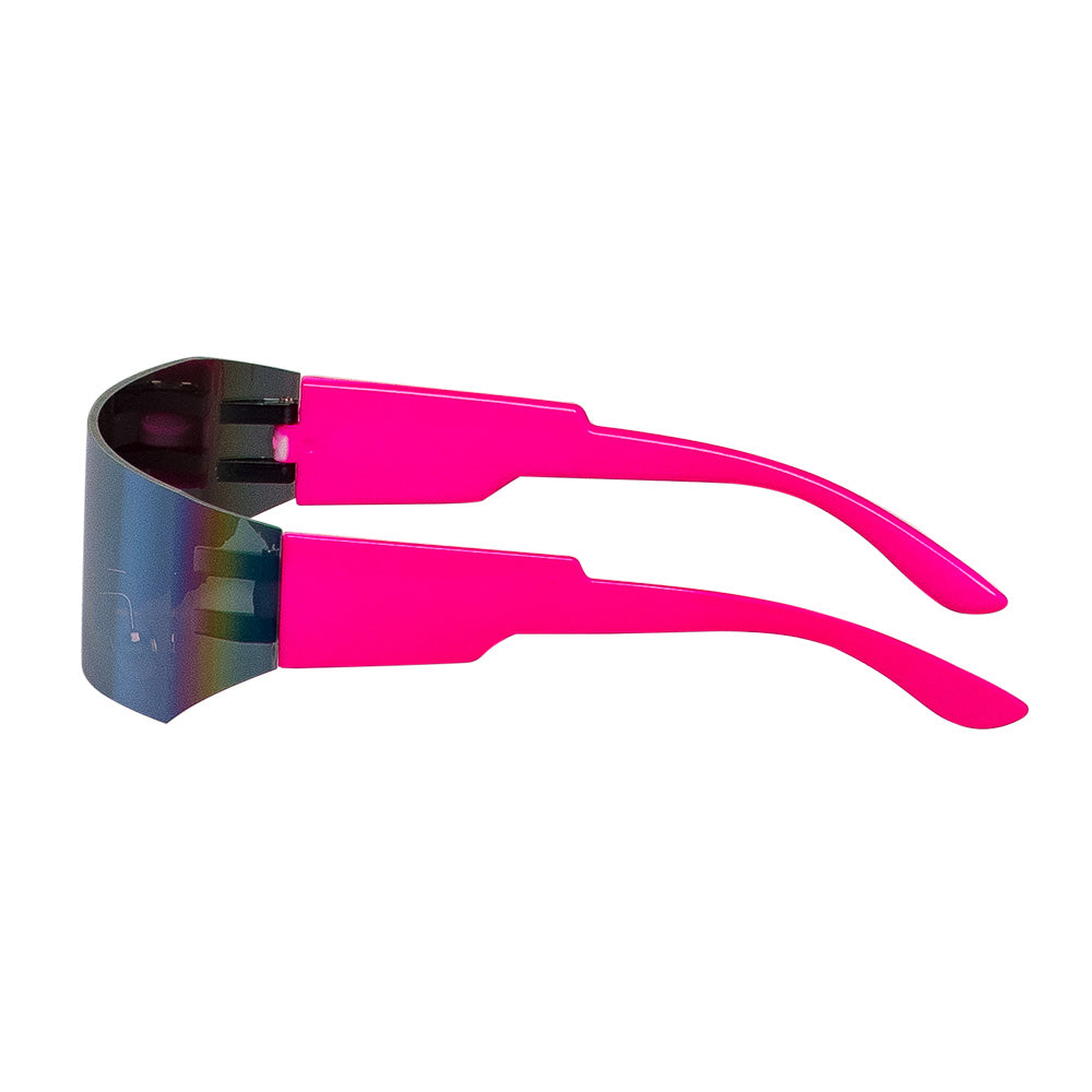 Lunettes Futuristes Holographiques Rose Fluo - Accessoire Années 80