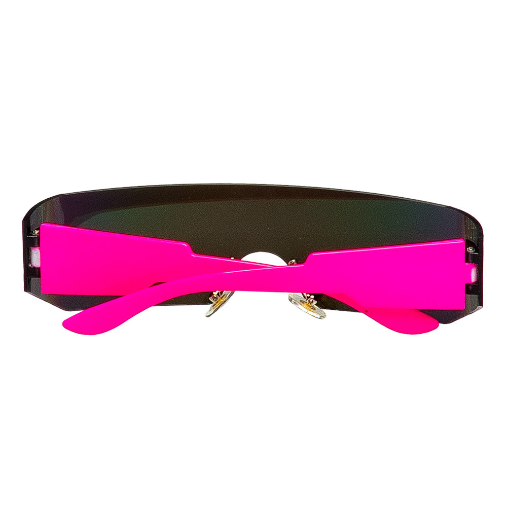 Lunettes Futuristes Holographiques Rose Fluo - Accessoire Années 80