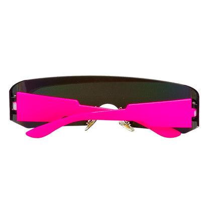 Lunettes Futuristes Holographiques Rose Fluo - Accessoire Années 80