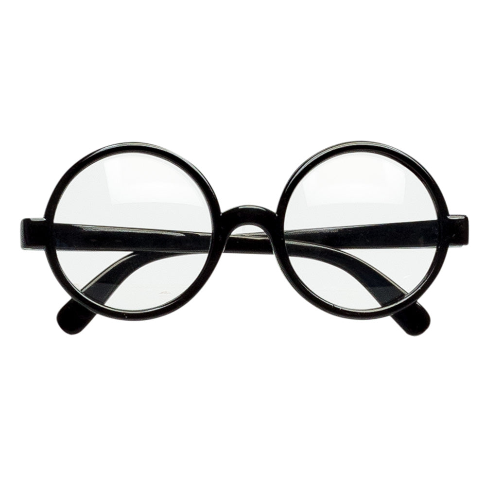 Lunettes Rondes Noires Verres Transparents - Accessoire Fête