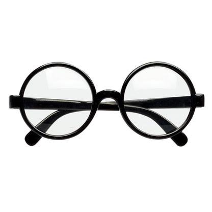 Lunettes Rondes Noires Verres Transparents - Accessoire Fête