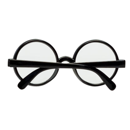 Lunettes Rondes Noires Verres Transparents - Accessoire Fête