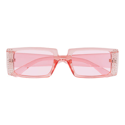 Lunettes Carrées Roses Strass - Accessoire Party Glamour