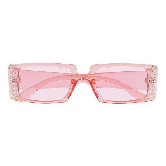 Lunettes Carrées Roses Strass - Accessoire Party Glamour