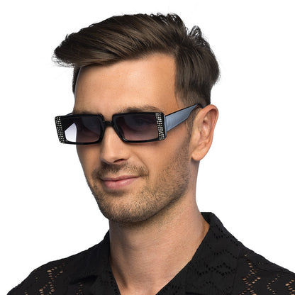 Lunettes Strass Rétro Oversized - Noir & Rose
