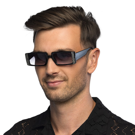 Lunettes Strass Rétro Oversized - Noir & Rose