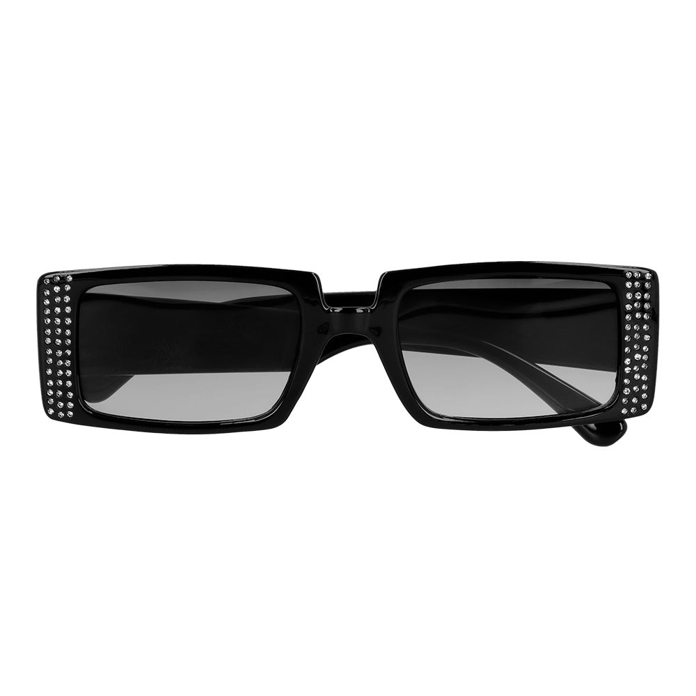 Lunettes Strass Rétro Oversized - Noir & Rose