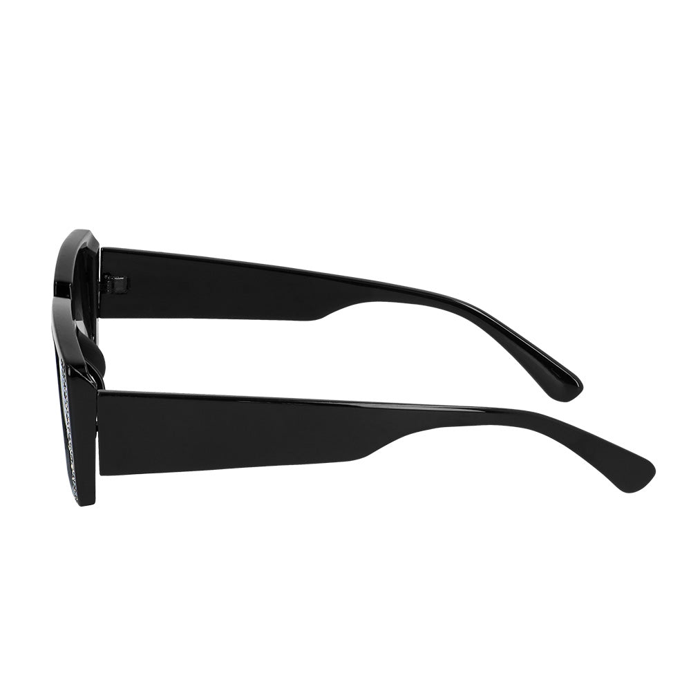 Lunettes Strass Rétro Oversized - Noir & Rose
