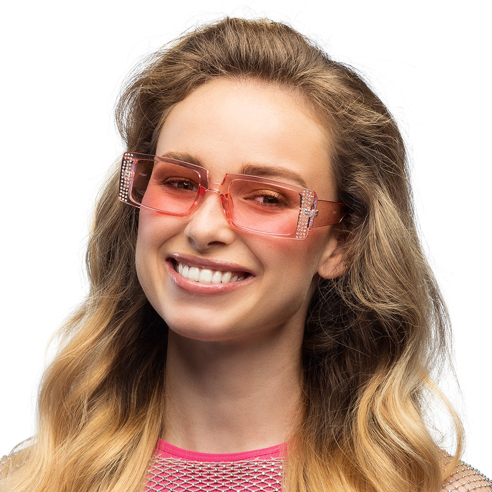 Lunettes Strass Rétro Oversized - Noir & Rose