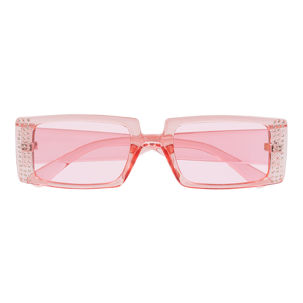 Lunettes Strass Rétro Oversized - Noir & Rose