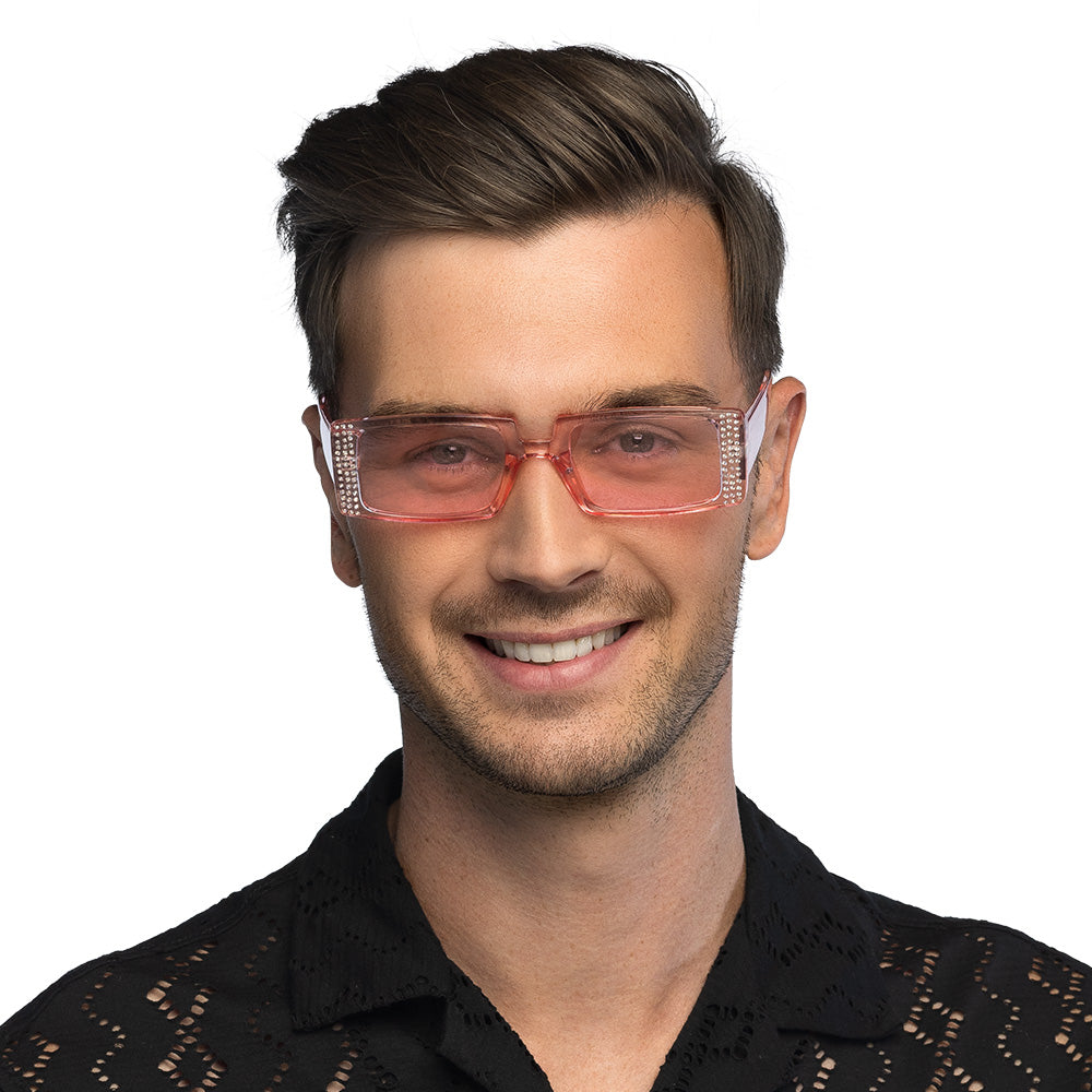 Lunettes Strass Rétro Oversized - Noir & Rose