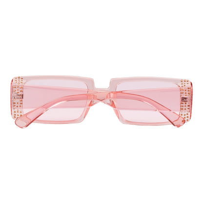 Lunettes Strass Rétro Oversized - Noir & Rose