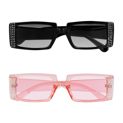 Lunettes Strass Rétro Oversized - Noir & Rose