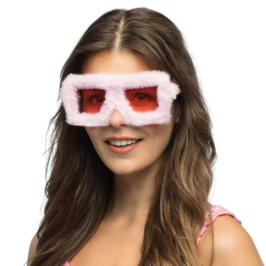 Lunettes Fluffy Rose Fuchsia - Accessoire Fête Disco Année 80