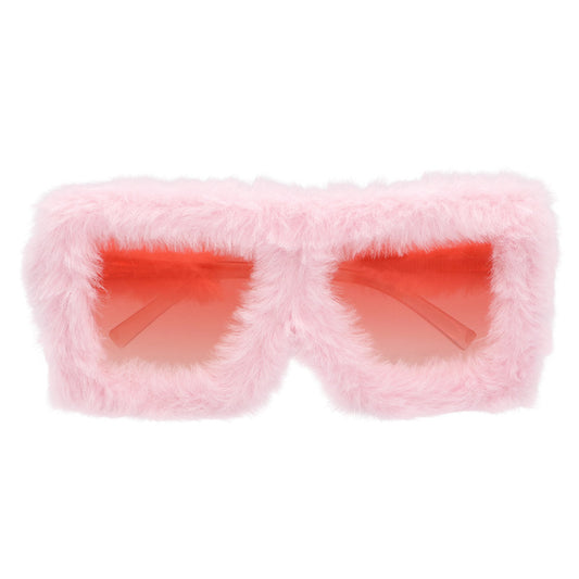 Lunettes Fluffy Rose Fuchsia - Accessoire Fête Disco Année 80