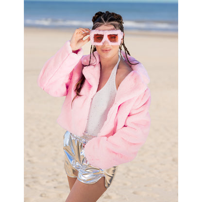 Lunettes Fluffy Rose Fuchsia - Accessoire Fête Disco Année 80