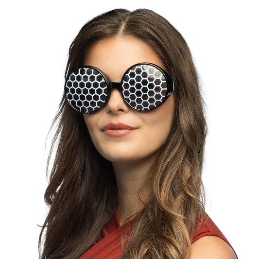 Lunettes Hexagones Noires - Accessoire Fête Disco Rétro