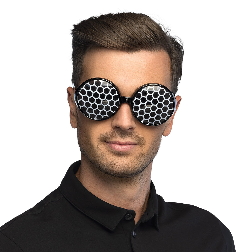 Lunettes Hexagones Noires - Accessoire Fête Disco Rétro