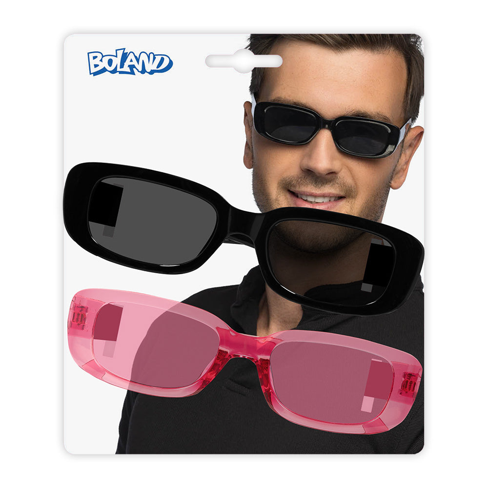 Lunettes de Fête Rétro - Noir et Rose Fluo | Lot 2 Paires