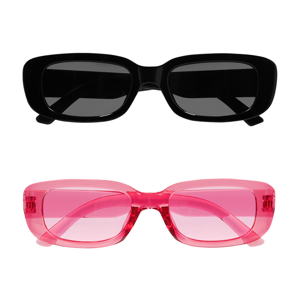Lunettes de Fête Rétro - Noir et Rose Fluo | Lot 2 Paires