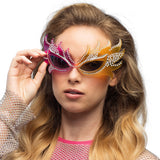 Lunettes Ailes Fantaisie Strass Rose & Doré - Accessoire Fête