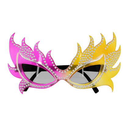 Lunettes Ailes Fantaisie Strass Rose & Doré - Accessoire Fête
