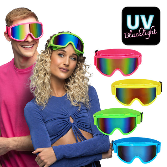 Lunettes UV Blacklight Masque Ski Holographique Disco Party