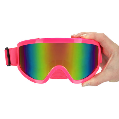 Lunettes de Ski Holographique Rose Fluo - Lentilles Arc-en-ciel UV