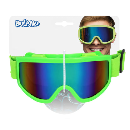 Lunettes de Ski UV Blacklight Vert Fluo Verres Miroir Arc-en-Ciel