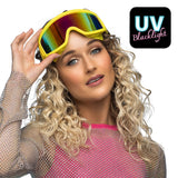 Lunettes de Ski Jaune Fluo UV Blacklight - Accessoire Années 80