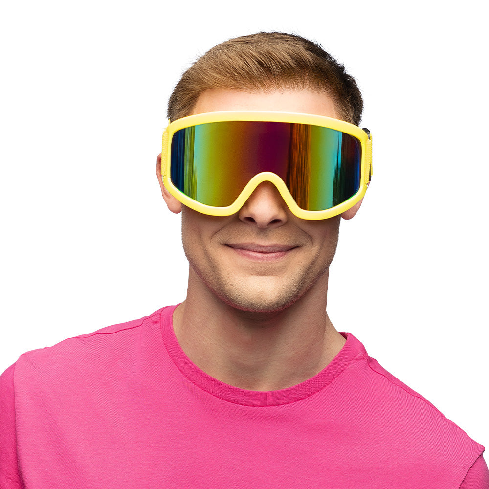 Lunettes de Ski Jaune Fluo UV Blacklight - Accessoire Années 80