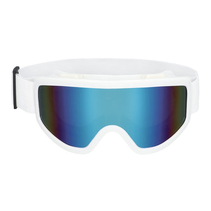 Lunettes de Ski Blanc Verres Bleu Miroir - Accessoire Fête