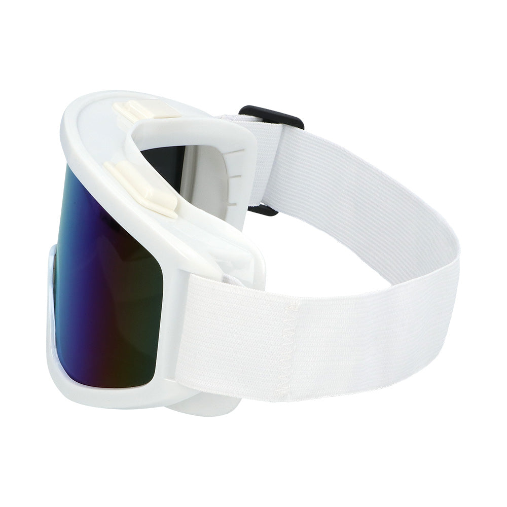 Lunettes de Ski Blanc Verres Bleu Miroir - Accessoire Fête